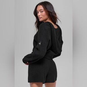 ALO Yoga Cashmere Plush Waffle Knit Full Zip Hoodie